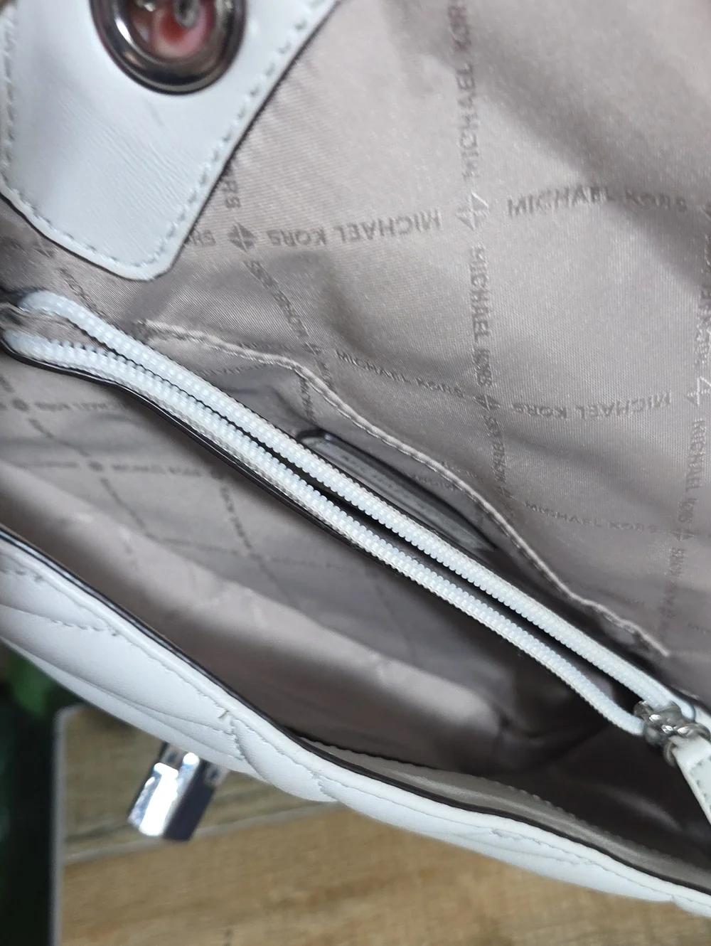 Michael Kors White Quilted Leather Peyton Shoulder Bag